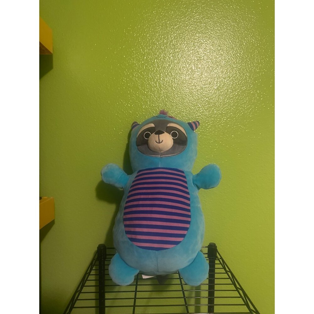 Blue Squishmallows Original Raccoon Plush Toy With Striped Belly & Tail - 12 Sof